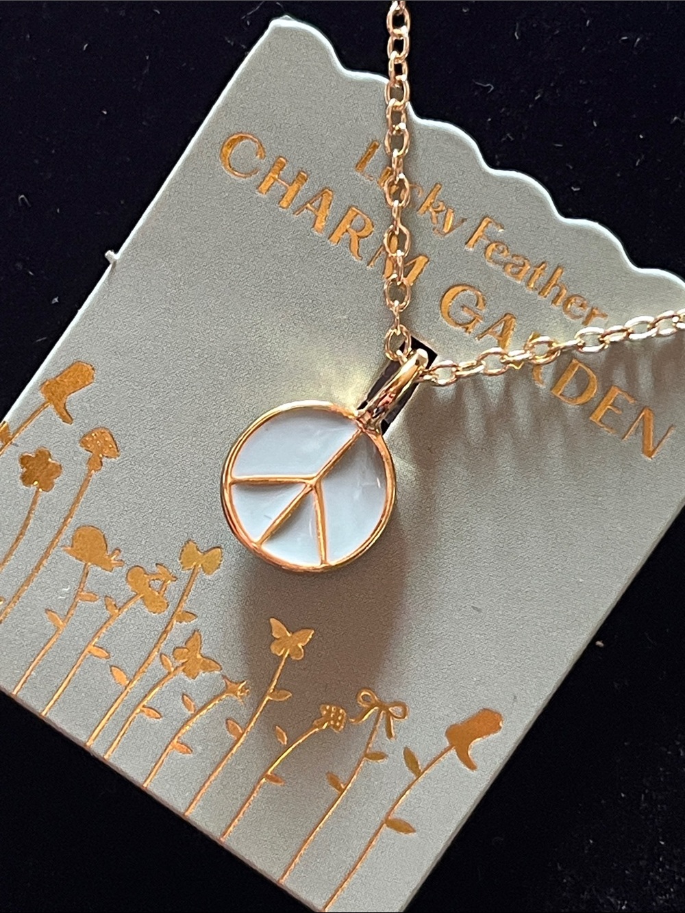 14k Gold Dipped Peace Sign Charm Necklace